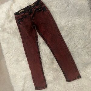 Vanilla Star Red Black Acid Wash Jeans